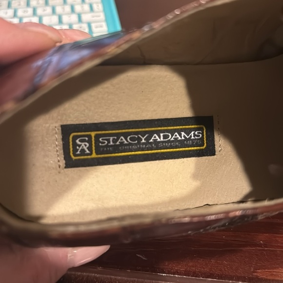 Stacy Adams genuine, snake skin, brown, cognac, leather lace up dress shoes 10 - Picture 4 of 16